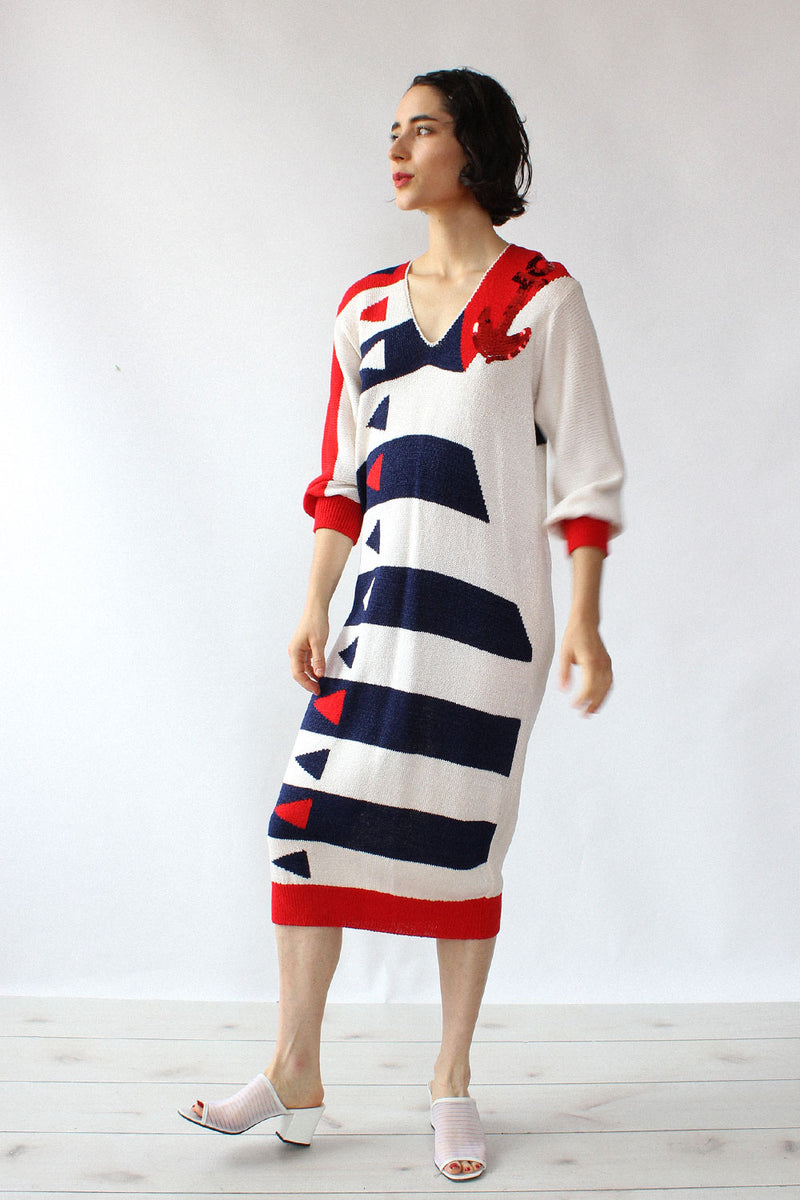 Lillie Rubin Anchor Knit Dress S/M OMNIA Lillie Rubin Anchor Knit Dress S/M OMNIA
