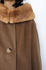 Tan Forstmann Mink Collar Coat S/M