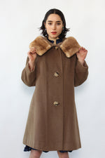 Tan Forstmann Mink Collar Coat S/M