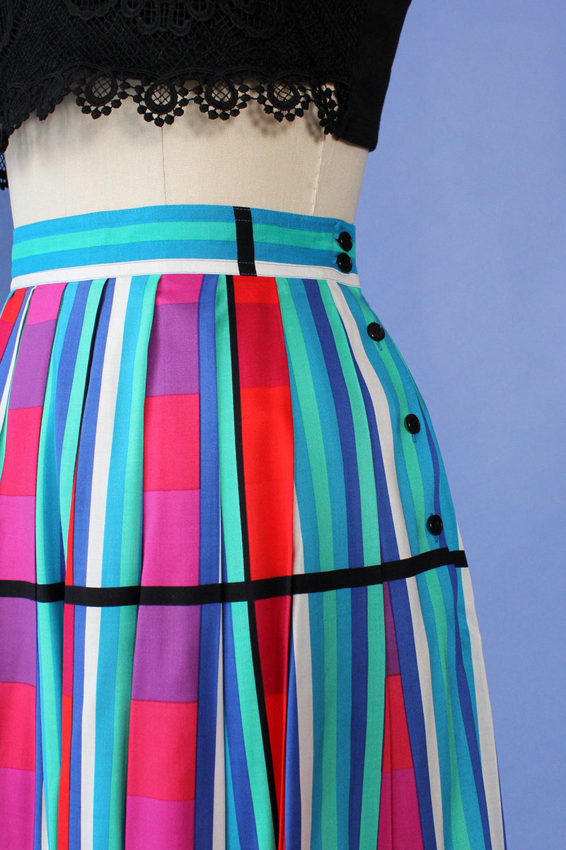 Colorblock Frequency Midi Skirt XS