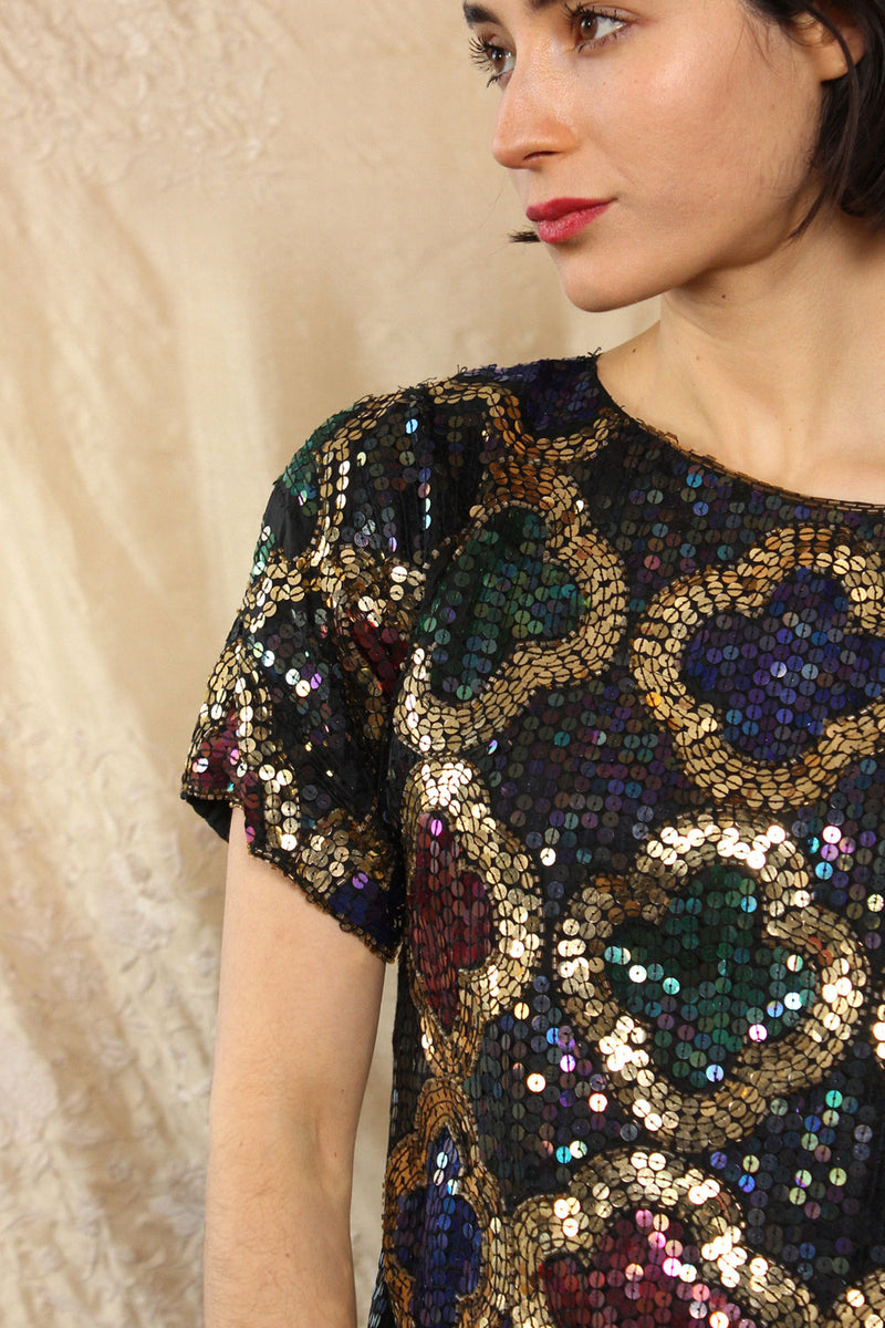 Sequin Medallion Top S/M