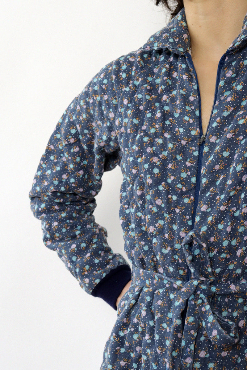 Quilted Blue Calico Jumpsuit XS/S