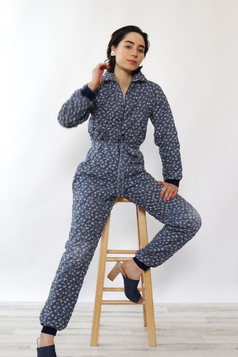 Quilted Blue Calico Jumpsuit XS/S