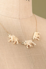 Marching Elephants Gold Necklace