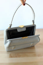 Stone Gray Shiny Handbag