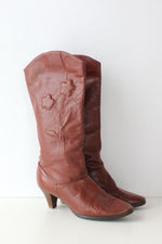 Mahogany Flower Boots 9 1/2