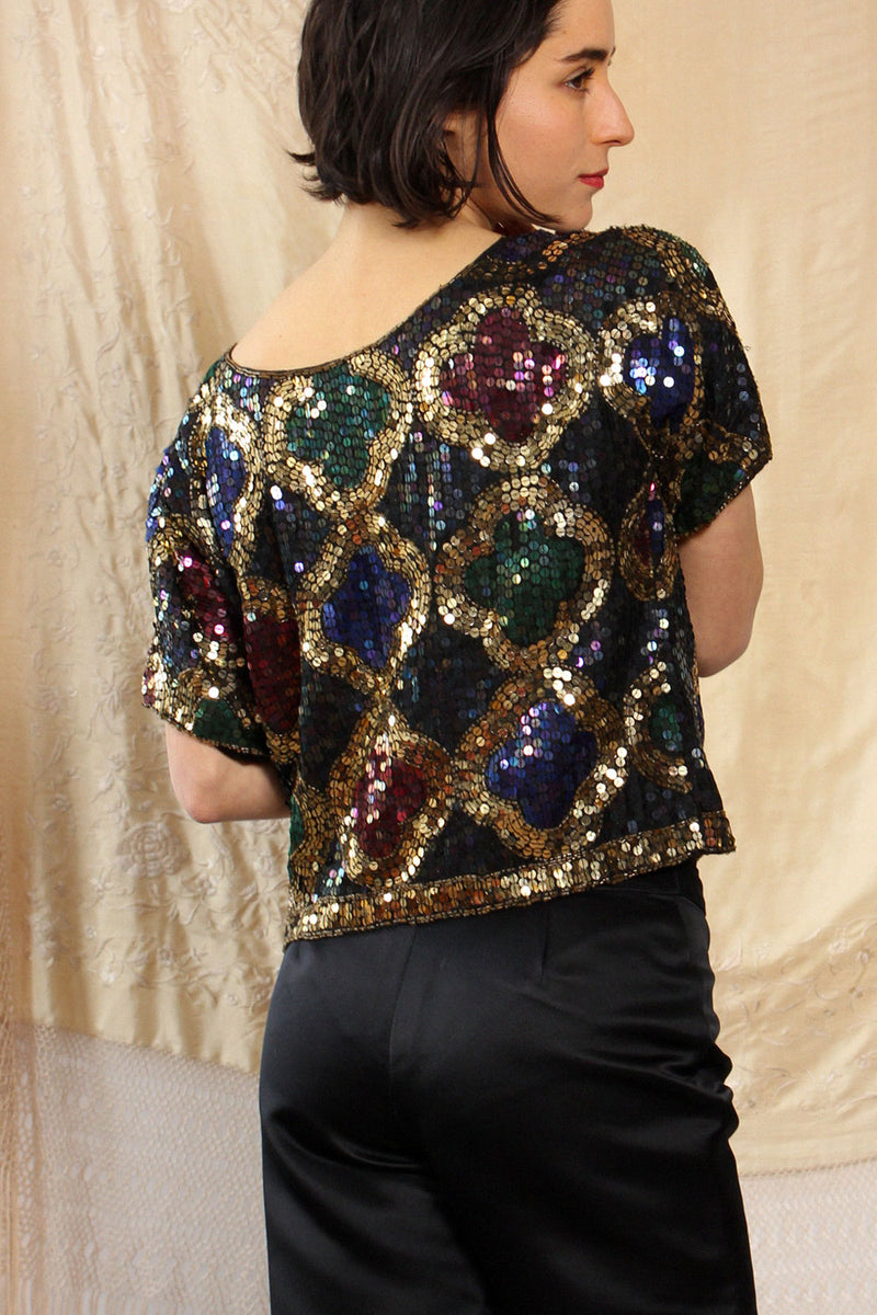 Sequin Medallion Top S/M