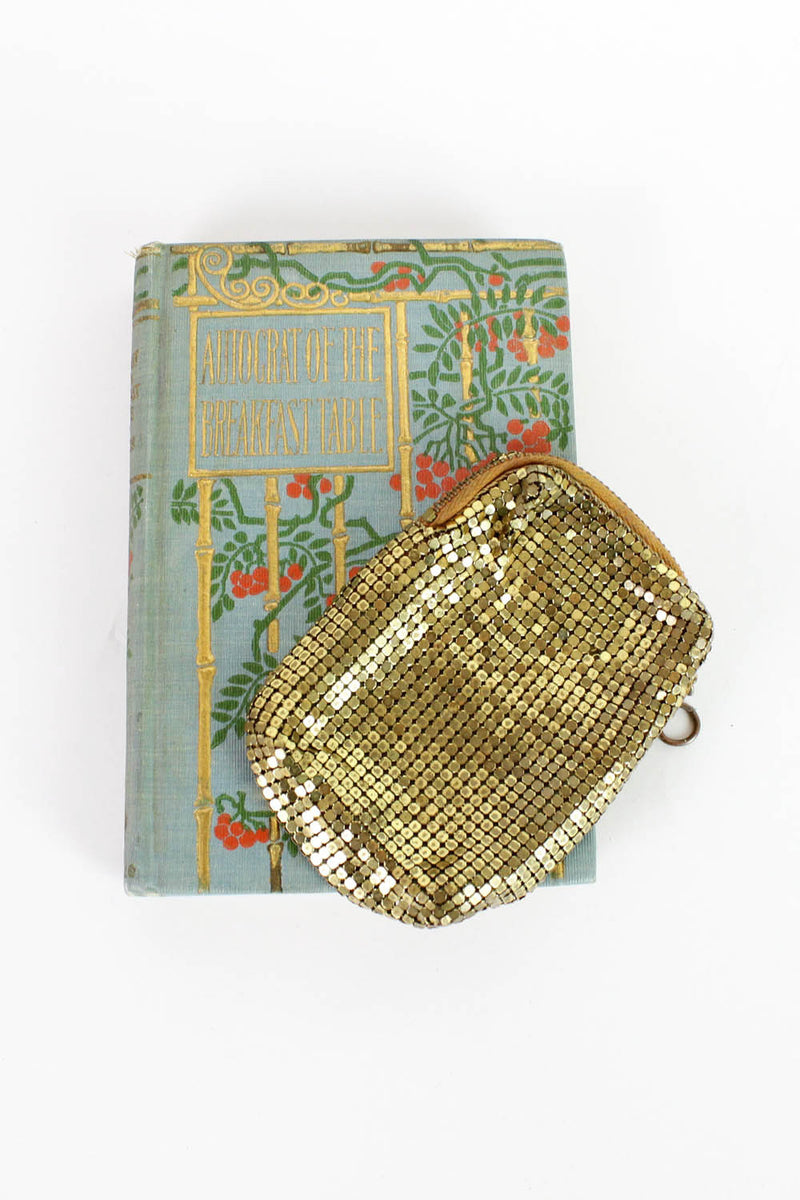 gold metal mesh pouch