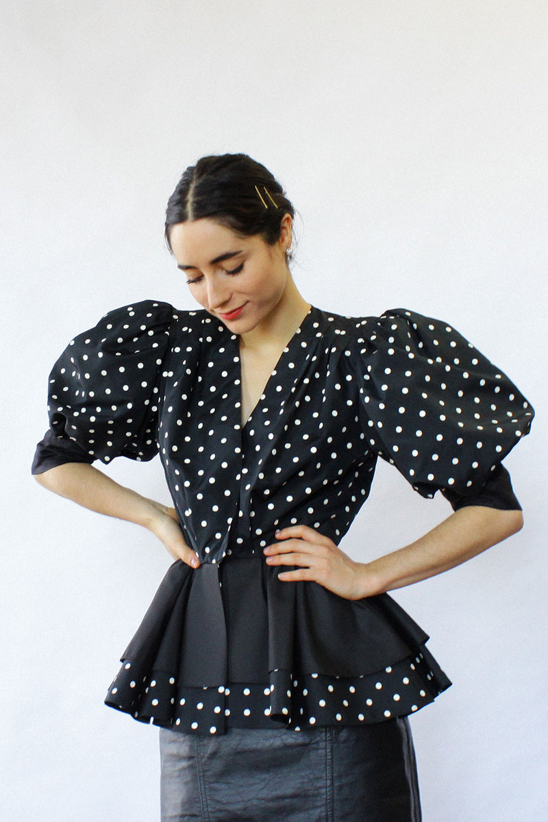 Polka Dot Puff Sleeve Blouse S/M