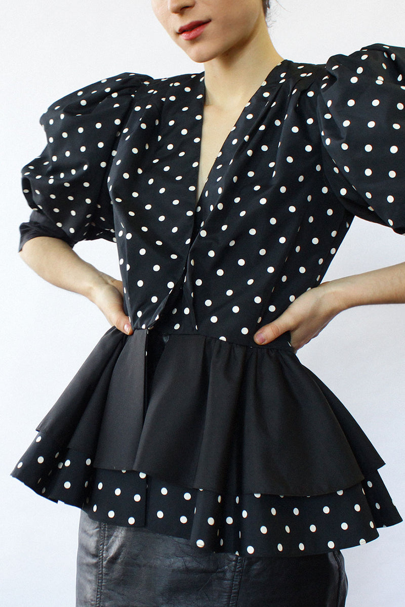 Polka Dot Puff Sleeve Blouse S/M