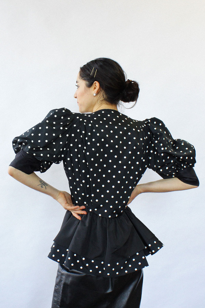 Polka Dot Puff Sleeve Blouse S/M