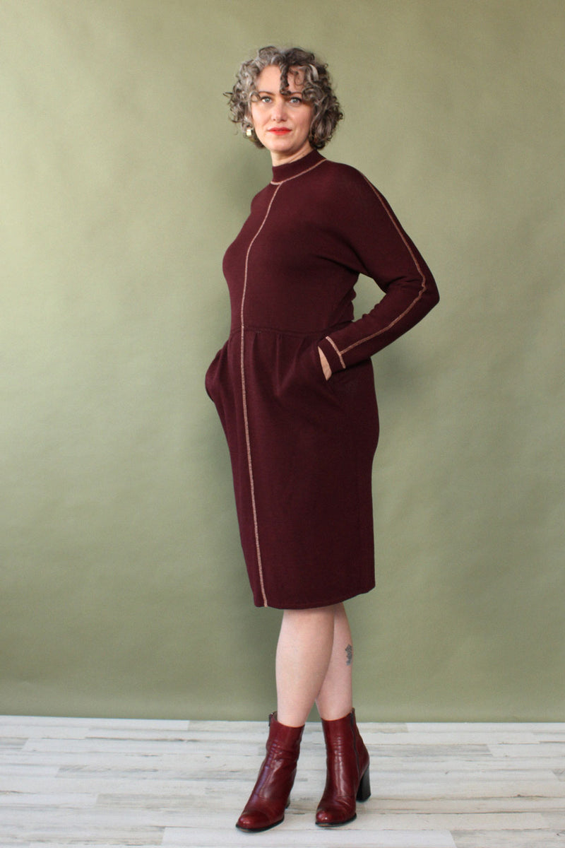 St. John Aubergine Sweater Dress M/L