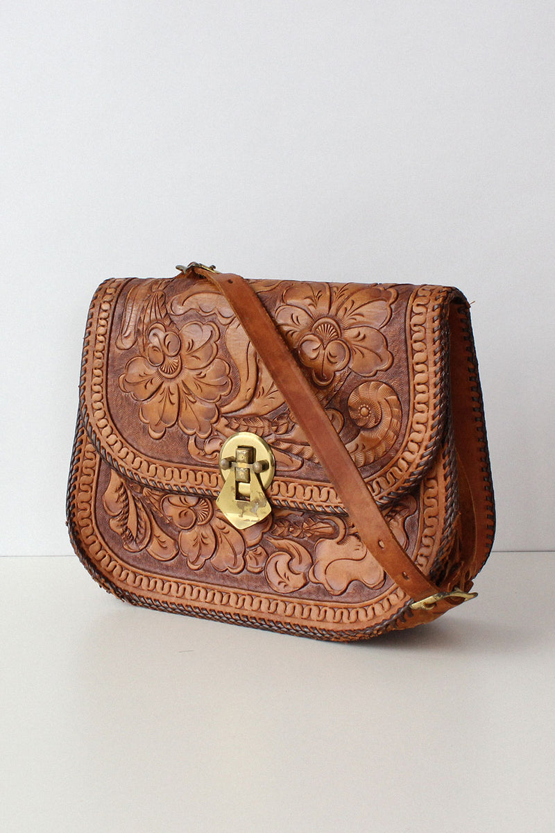 Honey Tooled Structured Purse