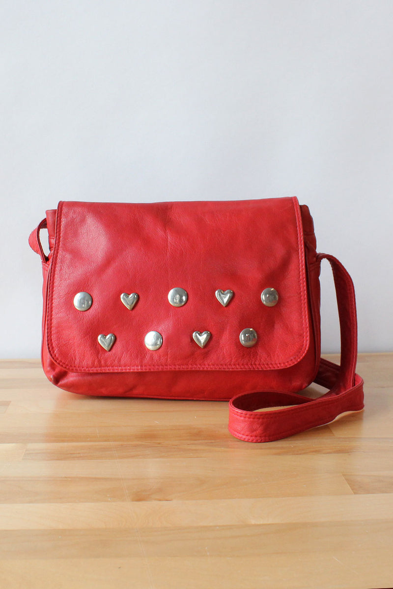 Red Hearts Leather Bag