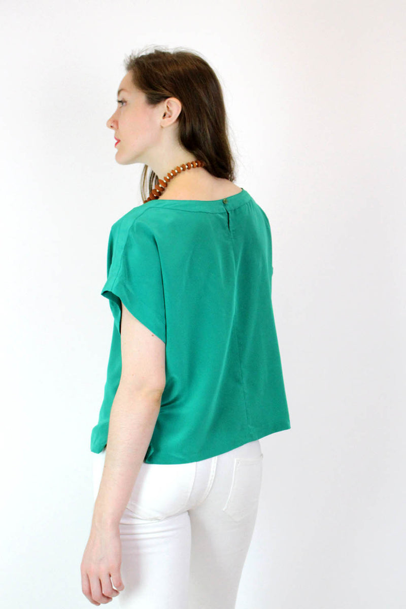 Kelly Green Silky Boxy Top M/L