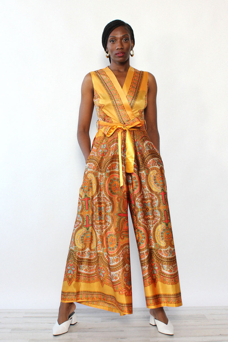 Janet Lynn Marigold Paisley Jumpsuit S/M