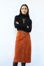 Rust Suede Snap Skirt XS