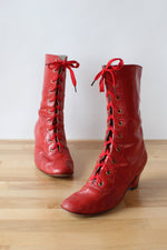 Brick Leather Lace-up Boots 8-8.5