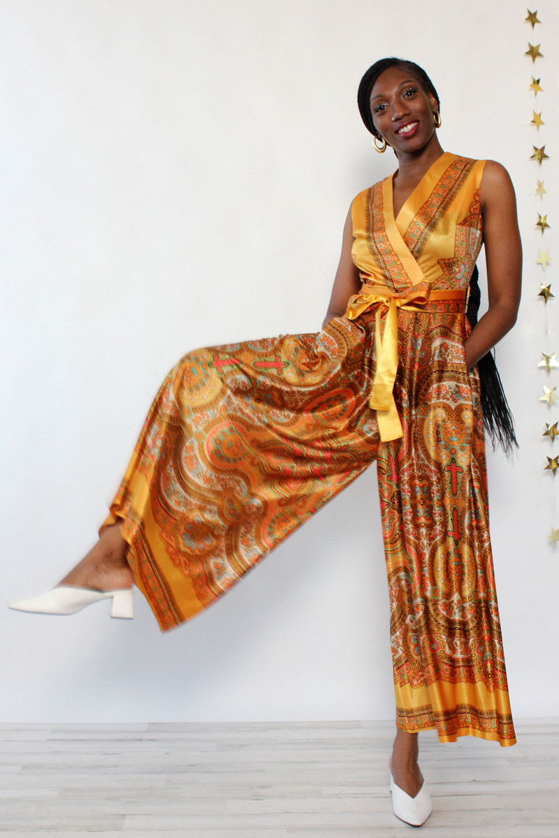 Janet Lynn Marigold Paisley Jumpsuit S/M