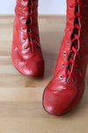 Brick Leather Lace-up Boots 8-8.5