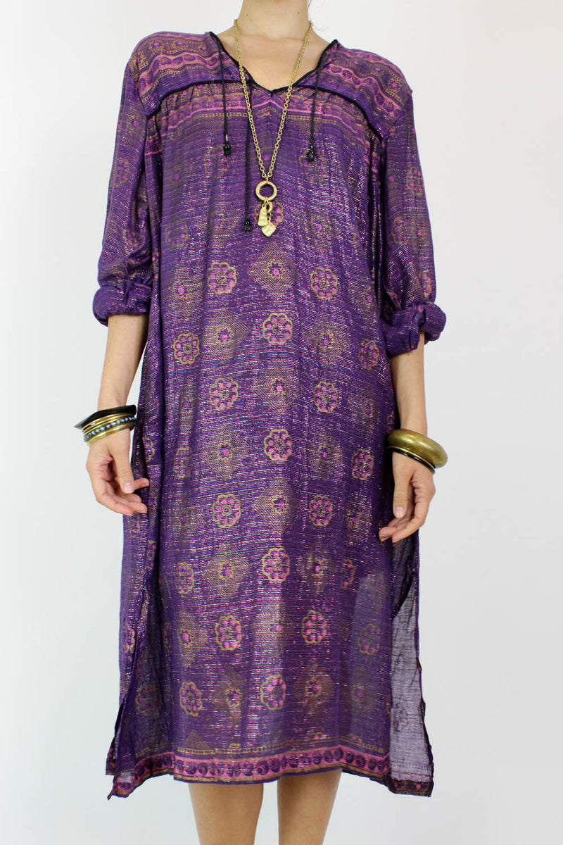 Metallic Tassel Indian Gauze Dress