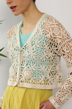 Ivory Crochet Crop Cardigan XS-M