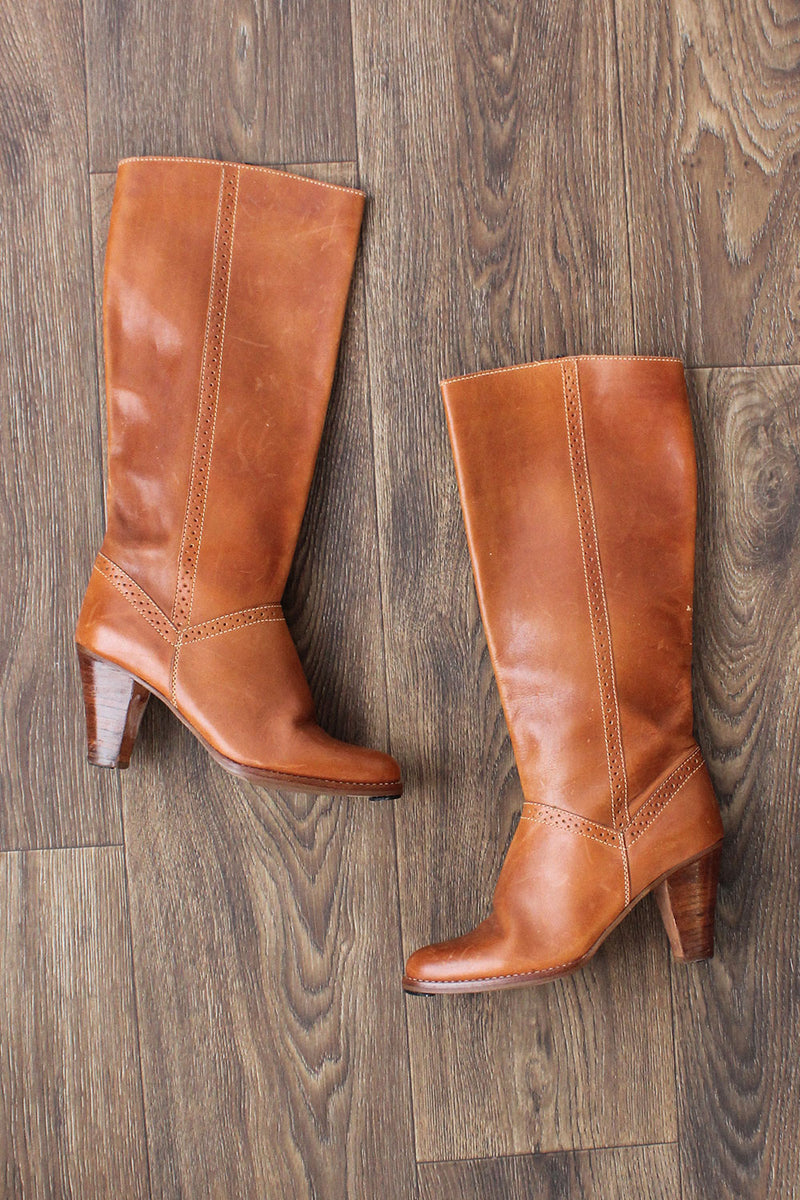 Thom McAn Chestnut Leather Boots 8 1/2 - 9