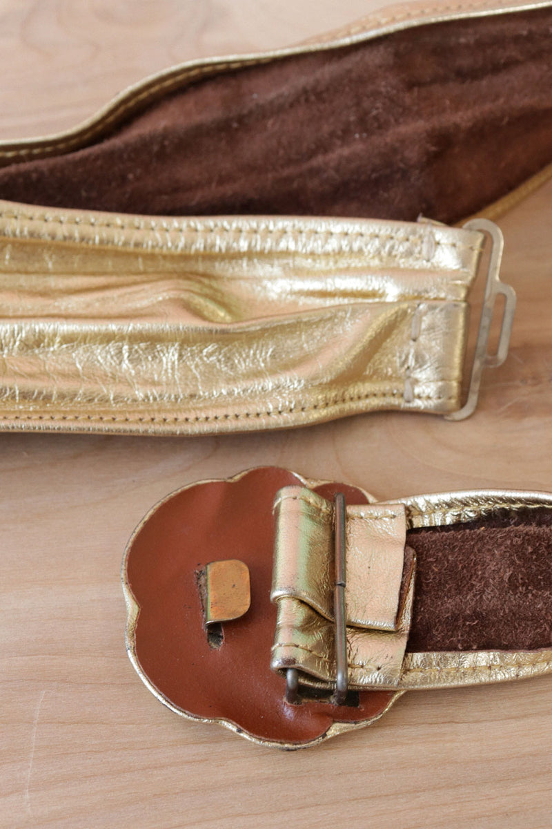 Gold Leaf Leather Belt XS-M