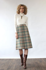 Sage Plaid Wool Skirt S