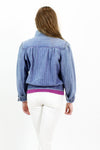 Sale / Striped Denim Jacket M