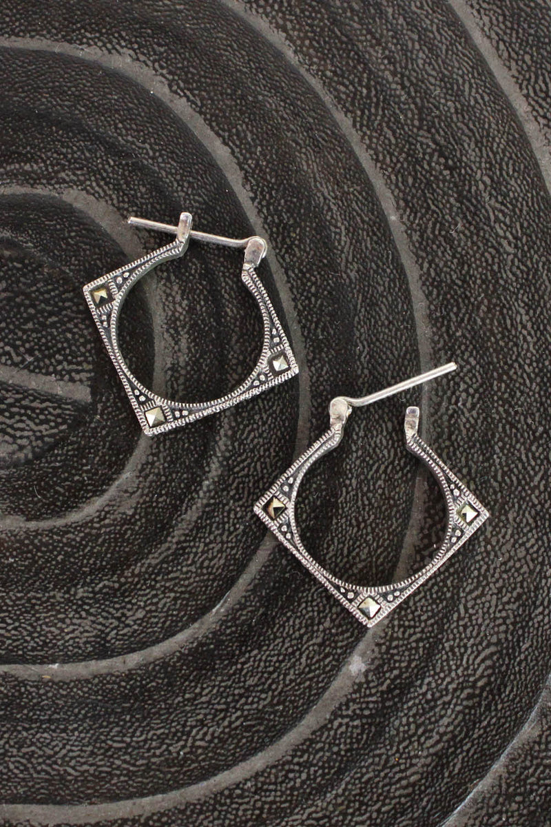 Marcasite Sterling Hoops