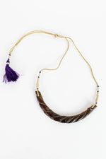 Wood Bib Tassel Necklace