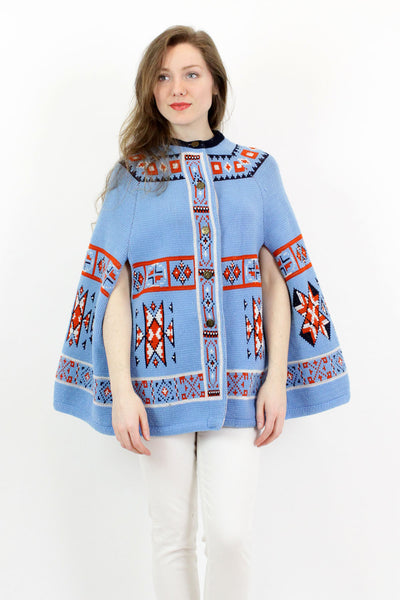 Vintage 70s Native Blue Poncho – OMNIA