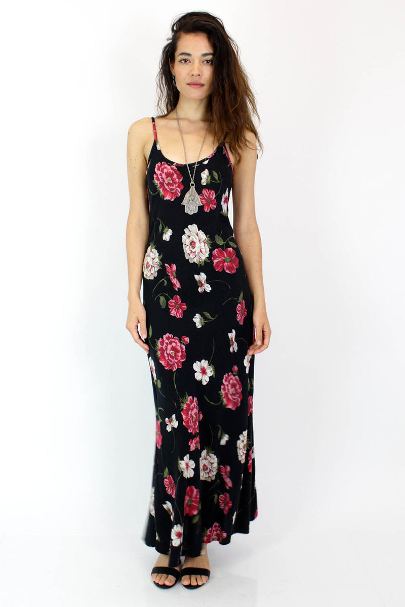 90s Dark Floral Maxi Dress S/M OMNIA 90s Dark Floral Maxi Dress S/M OMNIA