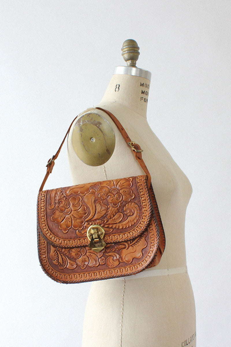 Honey Tooled Structured Purse