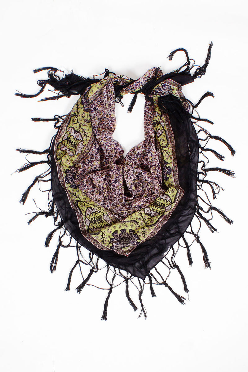 Indian Silk Tassel Scarf • L