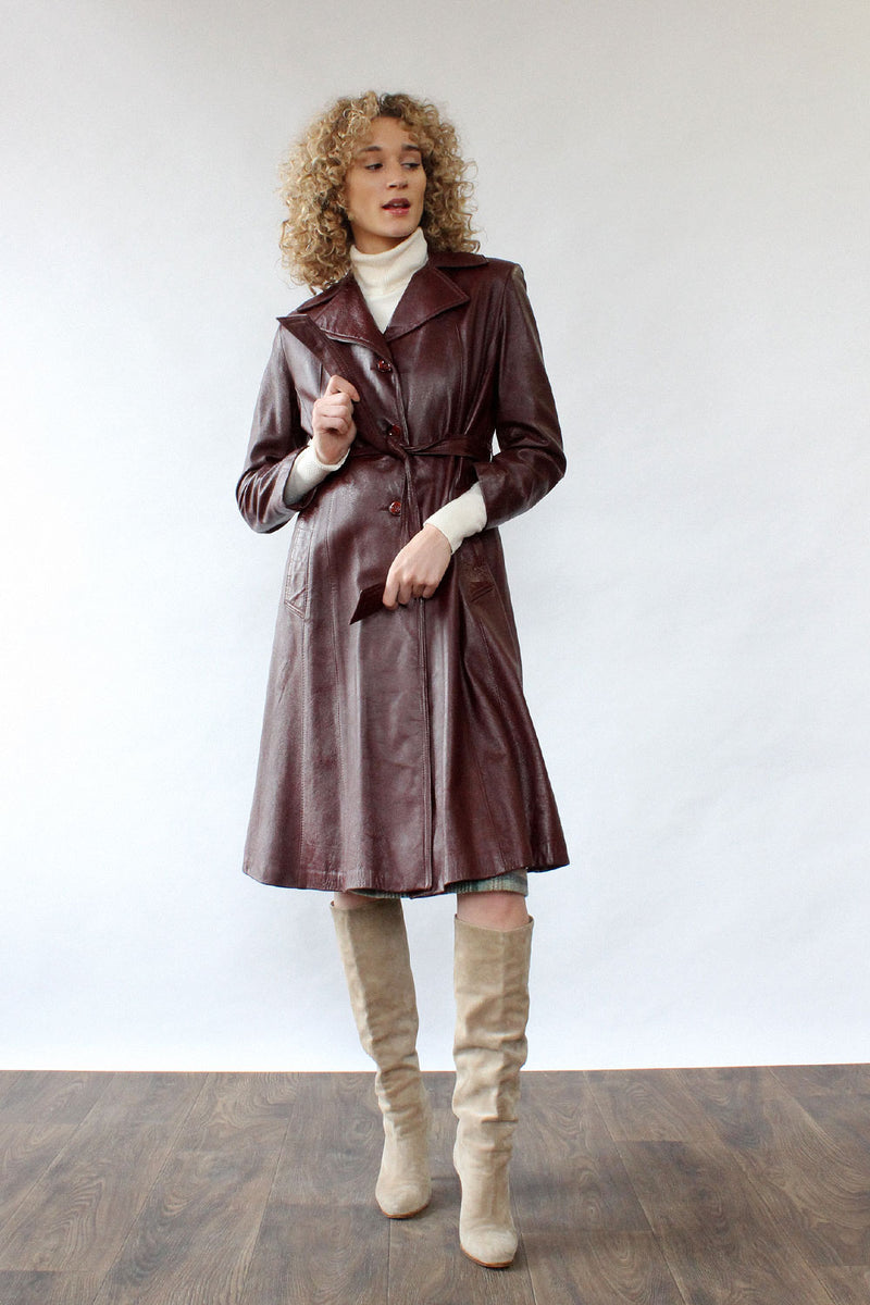 Wine Leather Trench M