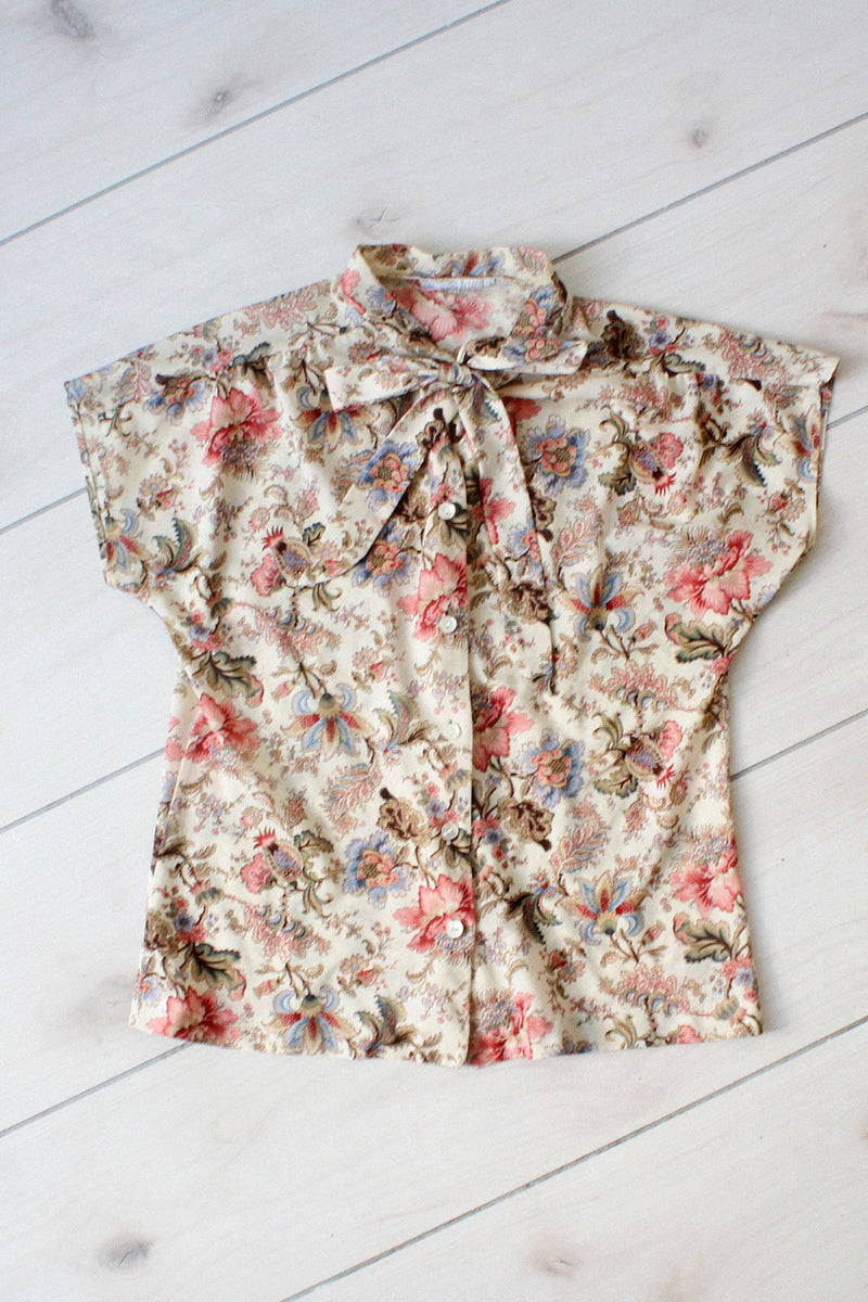 Floral Tie Neck Top S/M