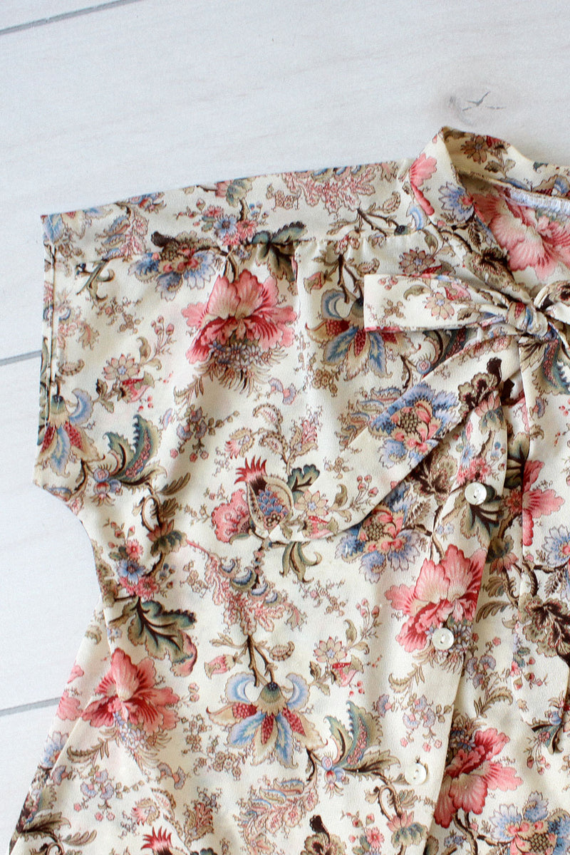 Floral Tie Neck Top S/M