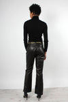 Black Leather Zip-Front Pants M