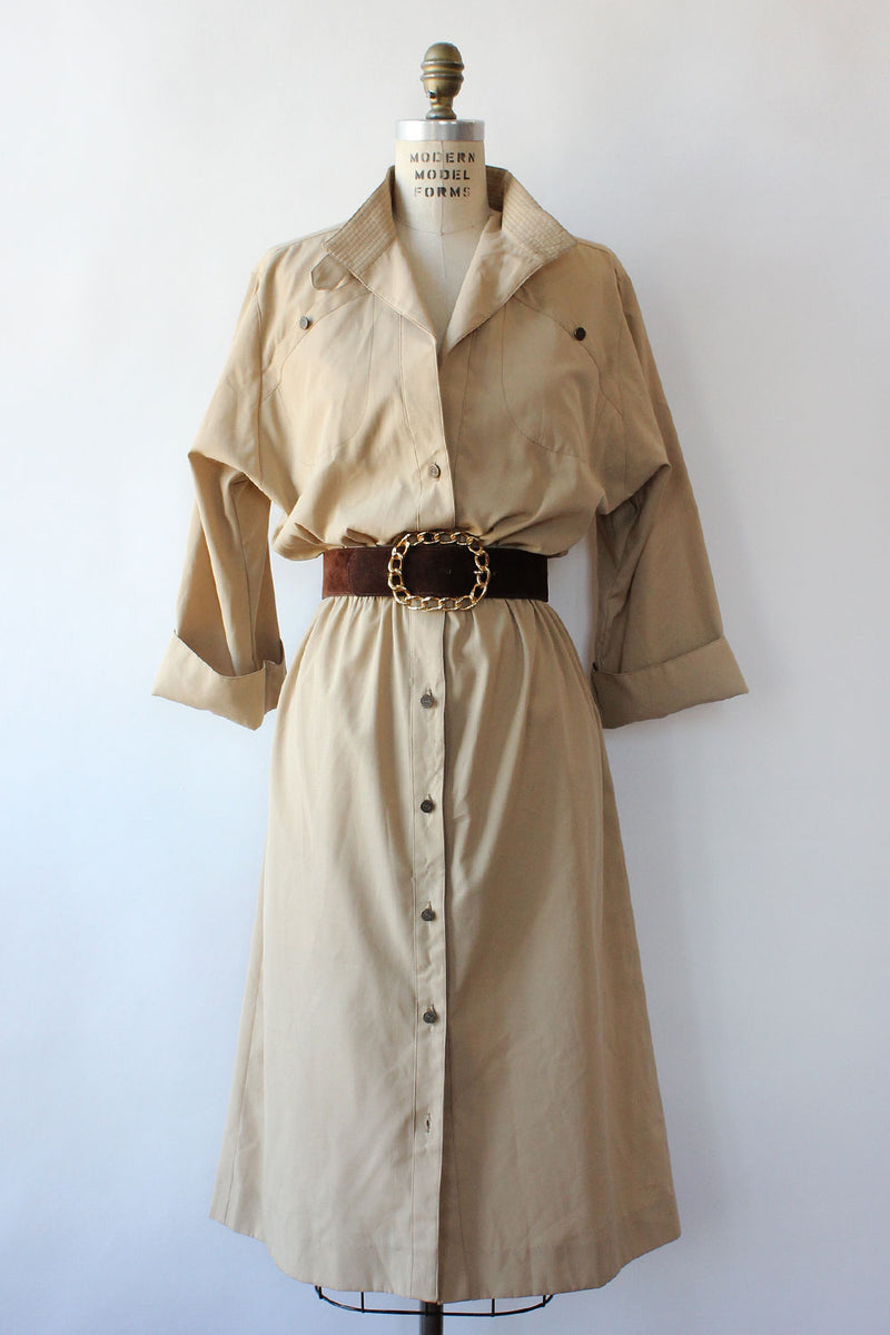 Khaki Safari Shirtdress M/L