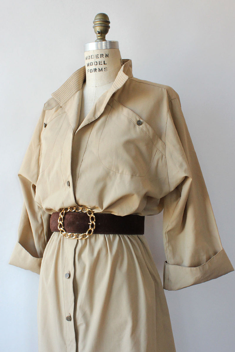 Khaki Safari Shirtdress M/L