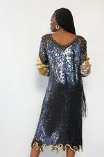 Silk Sequin Flame Dress M/L