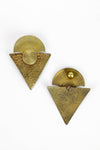 Moon Triangle Brass Earrings