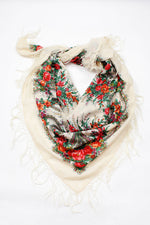 Natalya Ivory Floral Shawl • XL