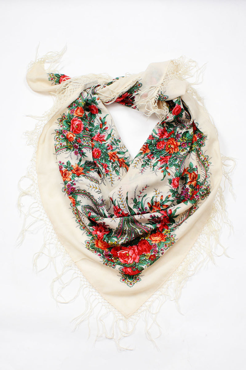 Natalya Ivory Floral Shawl • XL