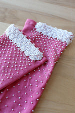 Pink Pearly Beaded Gloves