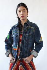 Hand Embroidered Motif Denim Jacket S/M