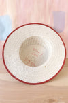 Coral Ribbon Boater Hat