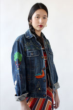 Hand Embroidered Motif Denim Jacket S/M